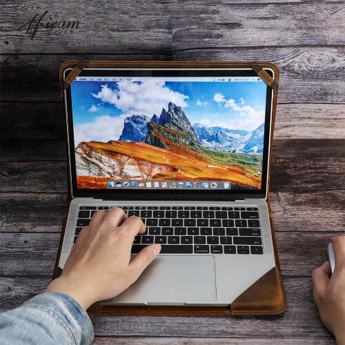 Genuine Leather Case For Macbook Pro 13.3 15.4 Inch Laptop Sleeve Detachable Notebook Cover Bag Protective Skin