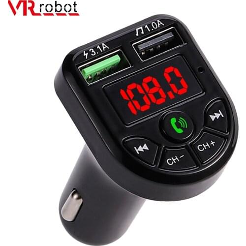 VR robot FM Transmitter Bluetooth Car MP3 Audio Player Handsfree Car Kit 5V 3.1A Dual USB Charger 12-24V TF U Disk Music Player