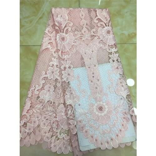 French Net Lace Fabric JRB-10802 hot sale embroidery mesh fabric nigerian tulle lace fabric with beads