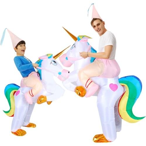 Adult Kids Halloween Cosplay Dress Christmas Unicorn Inflatable Costume Carnival Performance Suit Fancy Animal Role Play Clothes