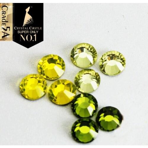 Crystal Castle Jonquil Olivine Citrine Glass Crystal Strass Flatback Stone Glitter Hot Fix Rhinestone Hotfix For Women Shoes