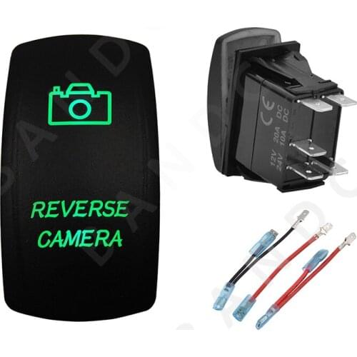 REVERSE CAMERA 5P ON-OFF SPST Green LED Light Laser-Etched Rocker Switch for Car Boat ARB RV，Camping Accessories ,Jumper Wires