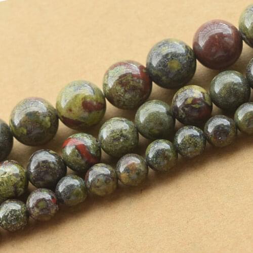 4-12mm Round Dark Green Red Dragon Blood Jaspers Beads Natural Stone Beads For Jewelry Making Beads 15'' Needlework DIY Beads