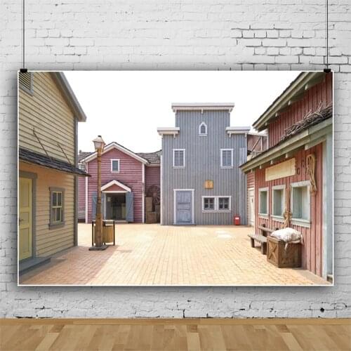 Laeacco Old Rural House Saloon West Cowboy Street Warehouse Party Child Baby Photozone Photo Background Photographic Backdrops