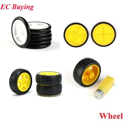 Small Smart Car Tire Wheel DC Gear Motor Chassis Plastic Robot Rubber Chassis Wheel for Toy car Tires DIY Kit