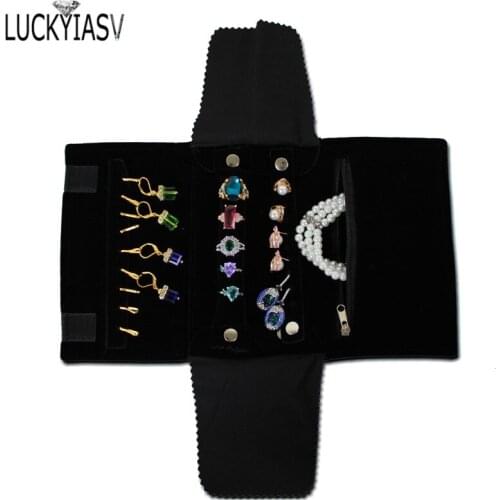 Mini Jewelry Nylon Roll Organizer Bag Ring Bracelet Carrying Case Display Holder Jewellery Earrings Storage Box