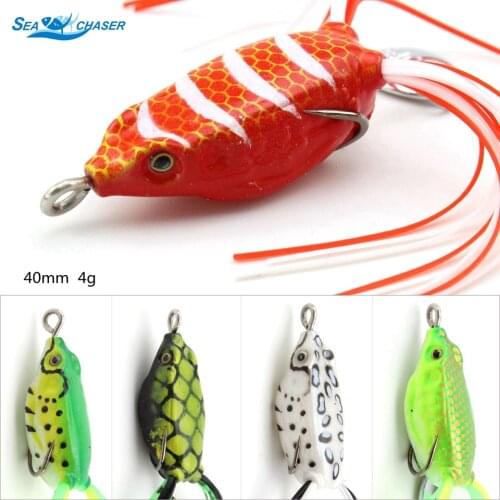 1pcs Little frog Soft Baits 40mm 4g Topwater lure Baits Artificial Pike 2 Treble Hooks MINI Trout Fishing Lures