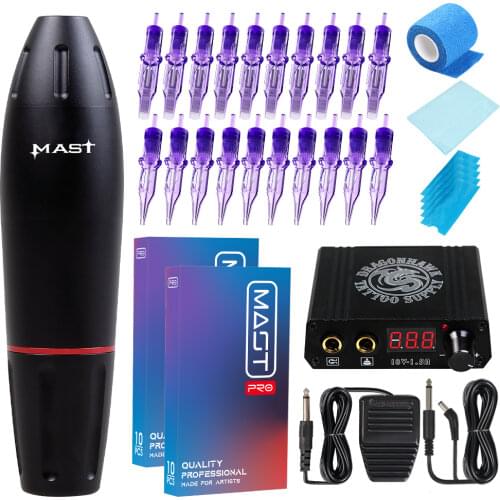 Mast K2 Makeup Tattoo Rotary Pen Machine Kit Set Permanent with LCD Power Supply Pedal Pro Cartridge Needles for Tattoo Artist