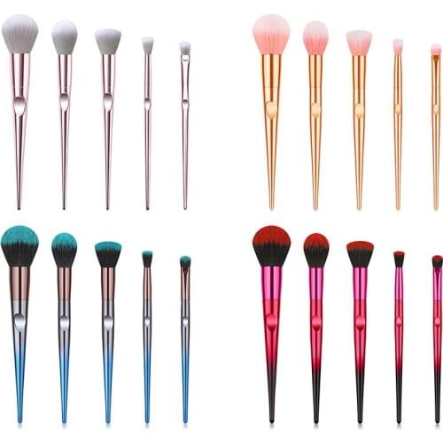 New 5 Pcs Thumbprint Style Makeup Brushes Set Eye Shadow Foundation Powder Eyelash Lip Concealer Blush Make Up Brush Tool