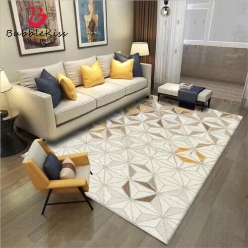 Bubble Kiss European Style Geometric Yellow Rugs Home Decor Customized Carpets for Living Room Soft Large Size Floor Mats