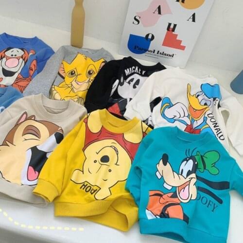 Baby Boys Girls Pullovers 2-8Y Autumn Winter Outwear Children Sweatshirts for Kids Clothes Boys Girls Hoodies Cartoon Pattern