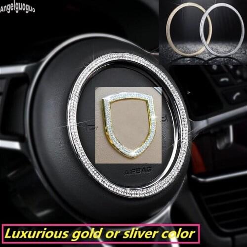 Luxurious For Porsche 911 Macan Panamera Cayenne Boxster etc Car Steering Wheel Badge Decoration Frame Cover Logo Ring Sticker
