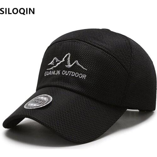 SILOQIN Snapback Cap Summer Mens Cap Mesh Breathable Baseball Caps New Couple Fishing Hat Letter Embroidery Womens Sports Cap
