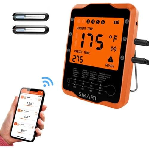 Meat Grill Thermometer Food Thermometer Smart BT Wireless Remote Cooking Thermometer Digital Temperature Gauge for Kitchen BBQ