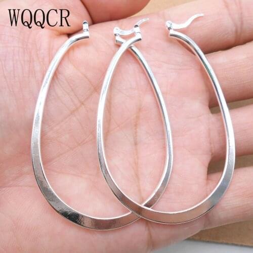 WQQCR 70x47MM Ersonality Ms. Fashion Large U-shaped Earrings 925 Silver Jewelry Bijoux Fashion Personality Earrings