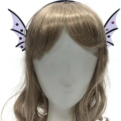 Halloween Elf Cosplay Headband Batwings Fins Ears Shiny Pearl Fairy Hair Hoop
