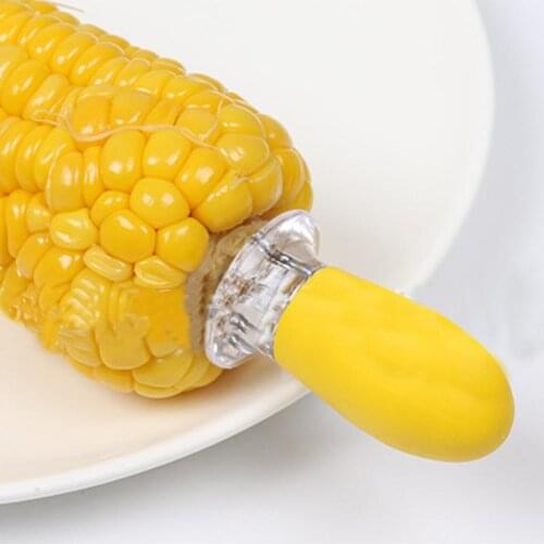 2 Pcs/Set Twin Prong Barbecue Stainless Steel BBQ Corn Holders Corn Cob Holders Skewers Needle Prongs BBQ Tools