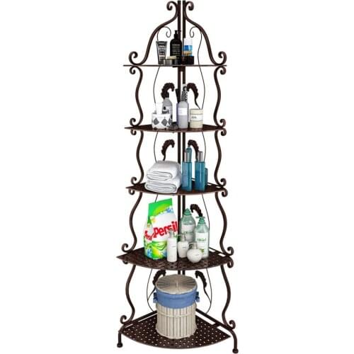 4/5 Tiers Nordic Style Iron Kitchen Organizer Multi-use Antirust Bathroom Corner Rack Living room Standing Book Shelf Home Decor
