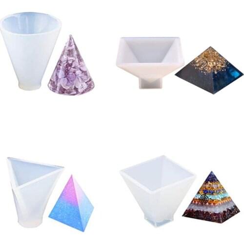 4 Pack Pyramid Silicone Molds Resin Casting Molds, Cone Epoxy Resin Molds, Silicone Jewelry Molds for Orgone Pyramid, Home Deco