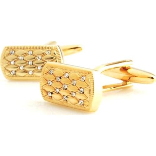 5pairs/lot Gold Rectangle Crystal Cufflinks Elegant Business Style Cuff Links Mens Jewelry Wedding Gift