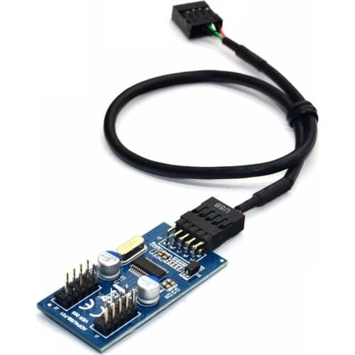 9pin USB header Male 1 to 2 / 4 Female Extension Cable Card Desktop 9-Pin USB HUB USB 2.0 9 pin Connector Adapter Port Multilier
