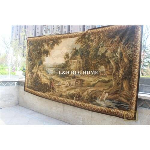 Free Shipping 201*386cm 100% Woolen Aubusson Tapestry Home decoration carpet hand Woven tapestry