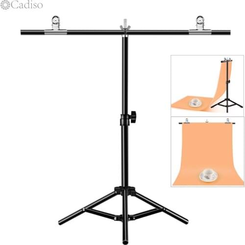 Cadiso 67cm T-Shape Backdrop Stand Frame Photo Studio Background Support System for Photography Video Crossbar Bracket with Clip