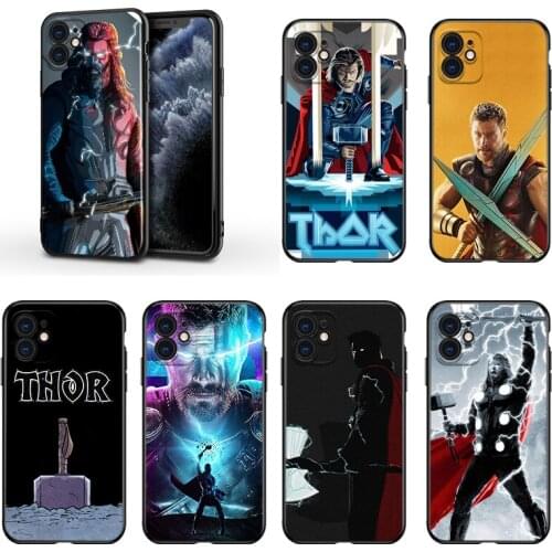 Marvel Avengers Thor For Apple iPhone 13 12 11 Mini XS XR X Pro MAX SE 2020 8 7 6 5 5S Plus Black Silicone Phone Case