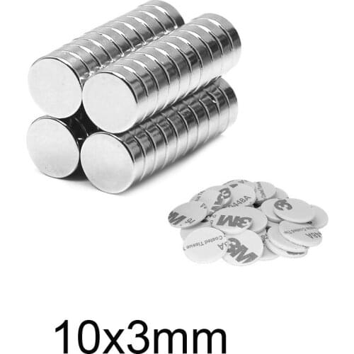 10~200PCS 10x3 Disc Strong Powerful Magnets With 3M Double-Sided Adhesive Tape 10*3 Round Neodymium Magnet 10x3mm