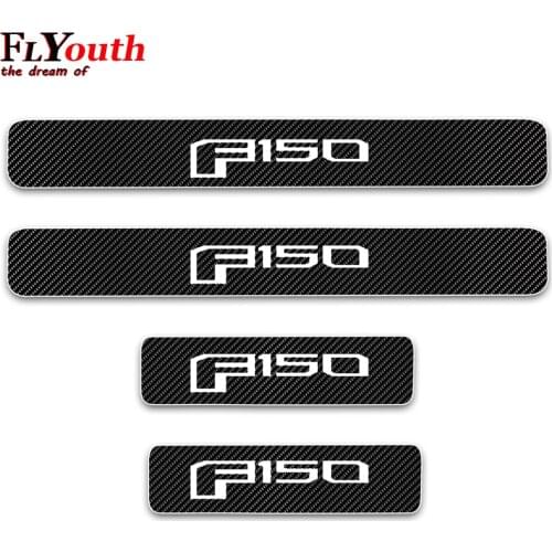 For Ford F-150 F150 4D Carbon Fiber Vinyl Sticker Door Sill Protector Car Door Sill Welcome Pedal Stickers Car Accessories 4Pcs