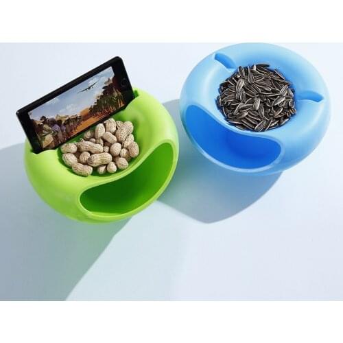 Double-layer melon tray with mobile phone holder fruit plate trash Fashion phone holder Cute fruit plate color random 5 a set