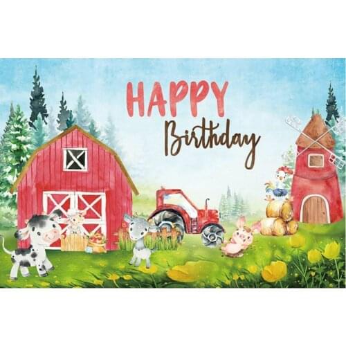Cartoon Farm Happy Birthday Backdrop Photography Background Celebration Photo Booth Studio Decor
