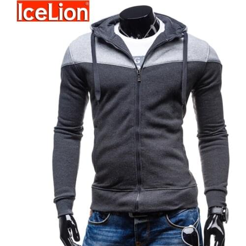IceLion 2021 Autumn Cotton Sweatshirt Men Hoodies Zipper Cardigan Sportswear Slim Fit Coat Solid Tracksuit Hip Hop Streetwear