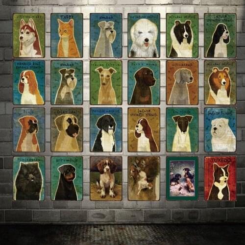 [ Kelly66 ] Dog And Cat Metal Sign Tin Poster Home Decor Bar Wall Art Painting 20*30 CM Size Dy55