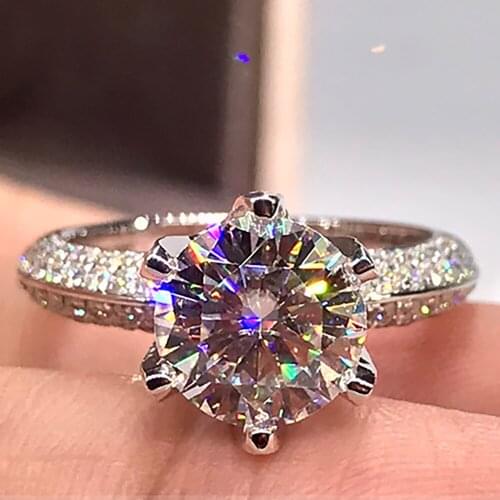 18K Au750 White Gold Women Ring Moissanite Diamonds 1 2 3 4 5 Carat Round Wedding Party Engagement Anniversary Ring Trendy