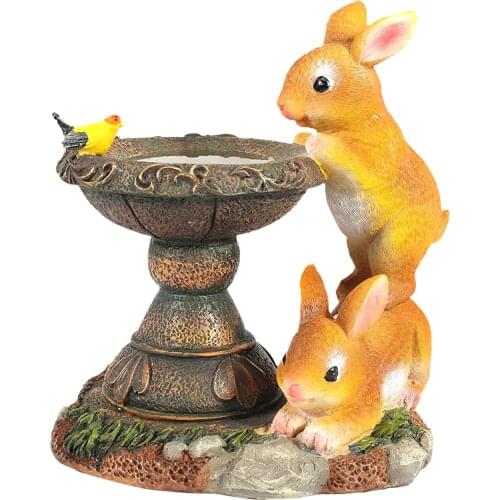 Rabbit Sculpture Statue Garden Solar LED Light Terrace Yard Ornament Crafts