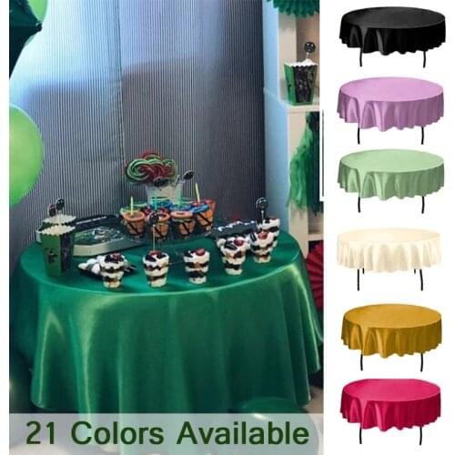 145cm Round handmade Satin Table Cloth Covers Tablecloth For Home Wedding tables restaurant Party Christmas Decoration green