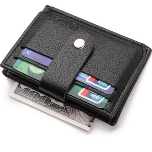 Fashion Mini Wallet Men Leather PU Card Holder Thick Zipper Hasp Purse Business Bank Credit Card Bag Holder Small Coin Bag Male