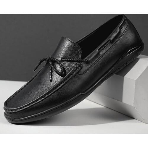 Mens Shoes Genuine Leather Casual Shoes Men Brand High Quality British Fashion Simple Mens Loafers Business Luxury Male Flats