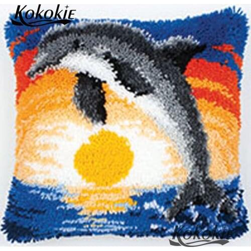 Crocheting rug kits yarn Patchwork Pillowcase 3d embroidery Latch hook Cross Stitch Needlework set dolphin 3d diy carpet