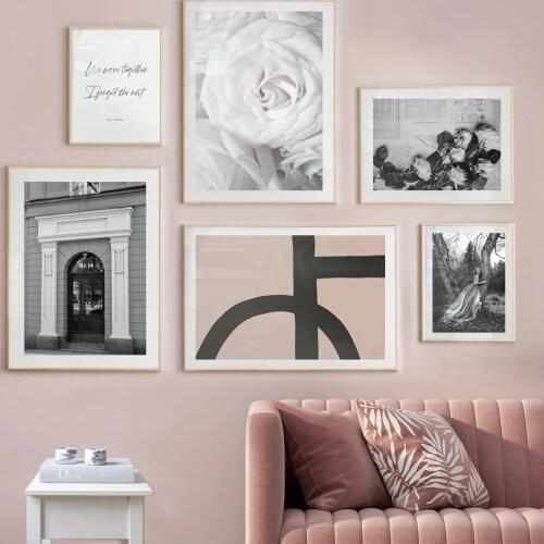 Wall Art Canvas Painting Door Bike Black White Photo Nordic Rose Flower Posters And Prints Wall Pictures For Living Room Decor