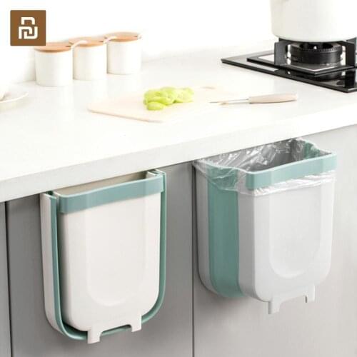 Jordan&Judy Wall Mounted Folding Waste Bin Kitchen Cabinet Door Hanging Trash Bin Garbage Car Trash Can Kitchen Accessories