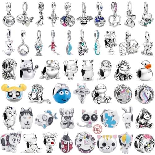 New 925 Sterling Silver Snake Coffee Cup Dog CZ Cactus Charm Animal Ocean Beads Fit Original Pandora Bracelet Fine Jewelry Gift