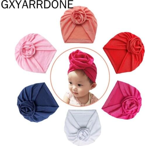 2019 New Newborn Baby Kids Boys Girls Donuts Turban Cap Beanie Flower Bow Knot Wrap Hats Milk Fiber Beanie Caps Accessories