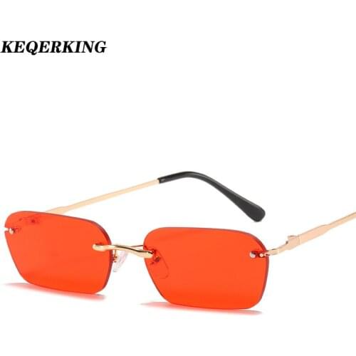 New Rimless Rectangle Sunglasses Women Men Shades Brand Designer Gradient UV400 Sun Glasses Retro Frameless Sunglasses