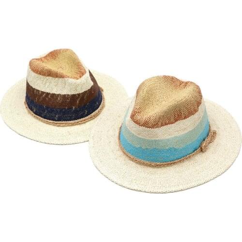202006-gaoda summer England Small brim handmade paper grass fedoras cap men women panama jazz outdoor hat