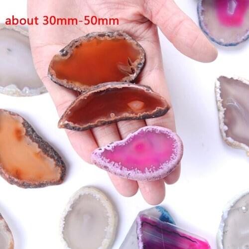 Agate polished irregular geode quartz crystal slice healing stone pendant decor