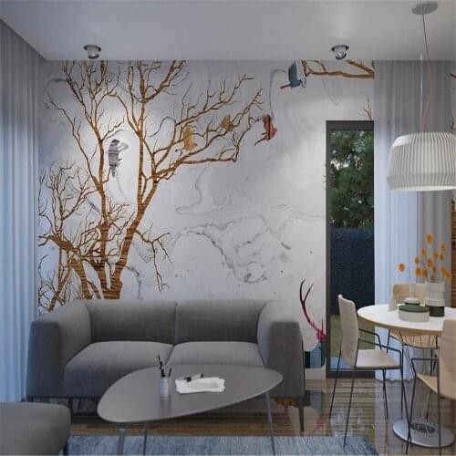 Custom 3D wallpaper mural water knife wood bird stone pattern background wall living room bedroom decoration mural