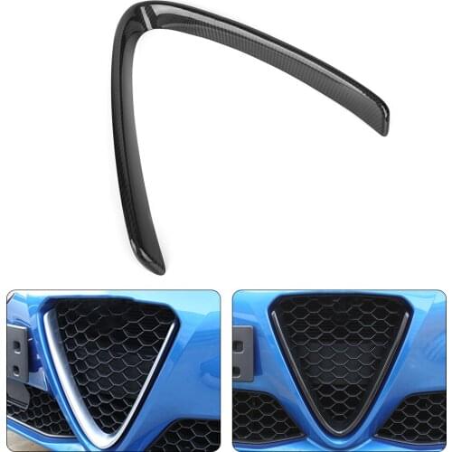 Carbon Fiber Front Grille Trim Strip V Shape Car Front Lower Grilles Cover Decoration Fits for Alfa Romeo Giulia
