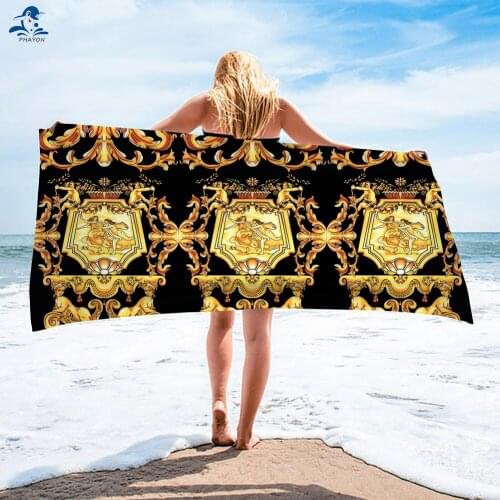 PHAYON Luxury European Floral Print Microfibre Beach Towel Adult Large Sand Free Quick Dry Bathroom Bath Towel Travel Camping